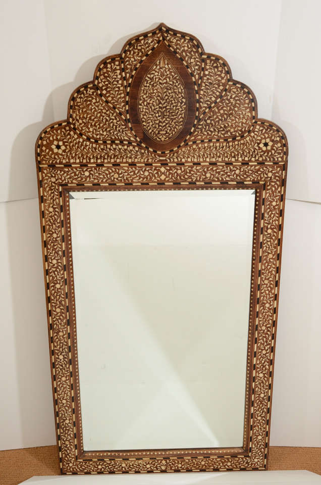 Moroccan Bone Inlay Mirror In Excellent Condition In Stamford, CT