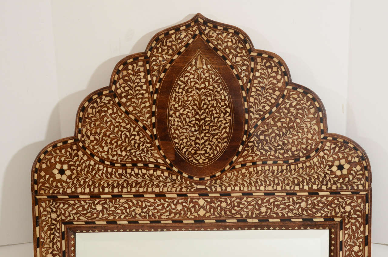 Wood Moroccan Bone Inlay Mirror