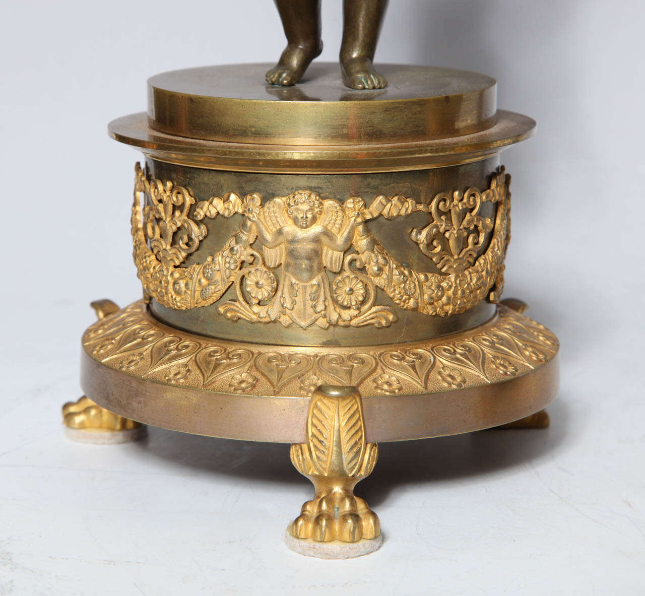 An Antique Pair of French Empire Period, Patinated & Dore Bronze Figural Centerpieces with Cupids 2