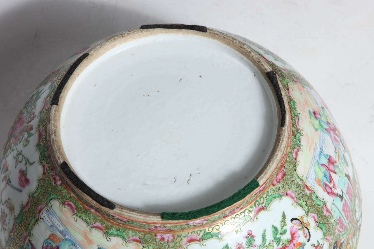 Massive 19th Century Chinese Export Porcelain 'Canton Famille Rose' Punchbowl 1