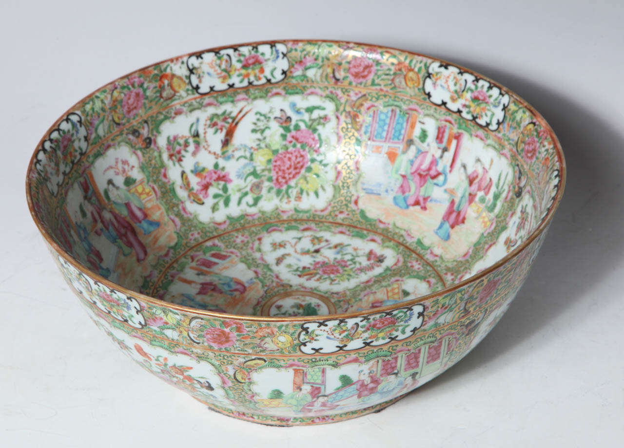 Massive 19th Century Chinese Export Porcelain 'Canton Famille Rose' Punchbowl 2