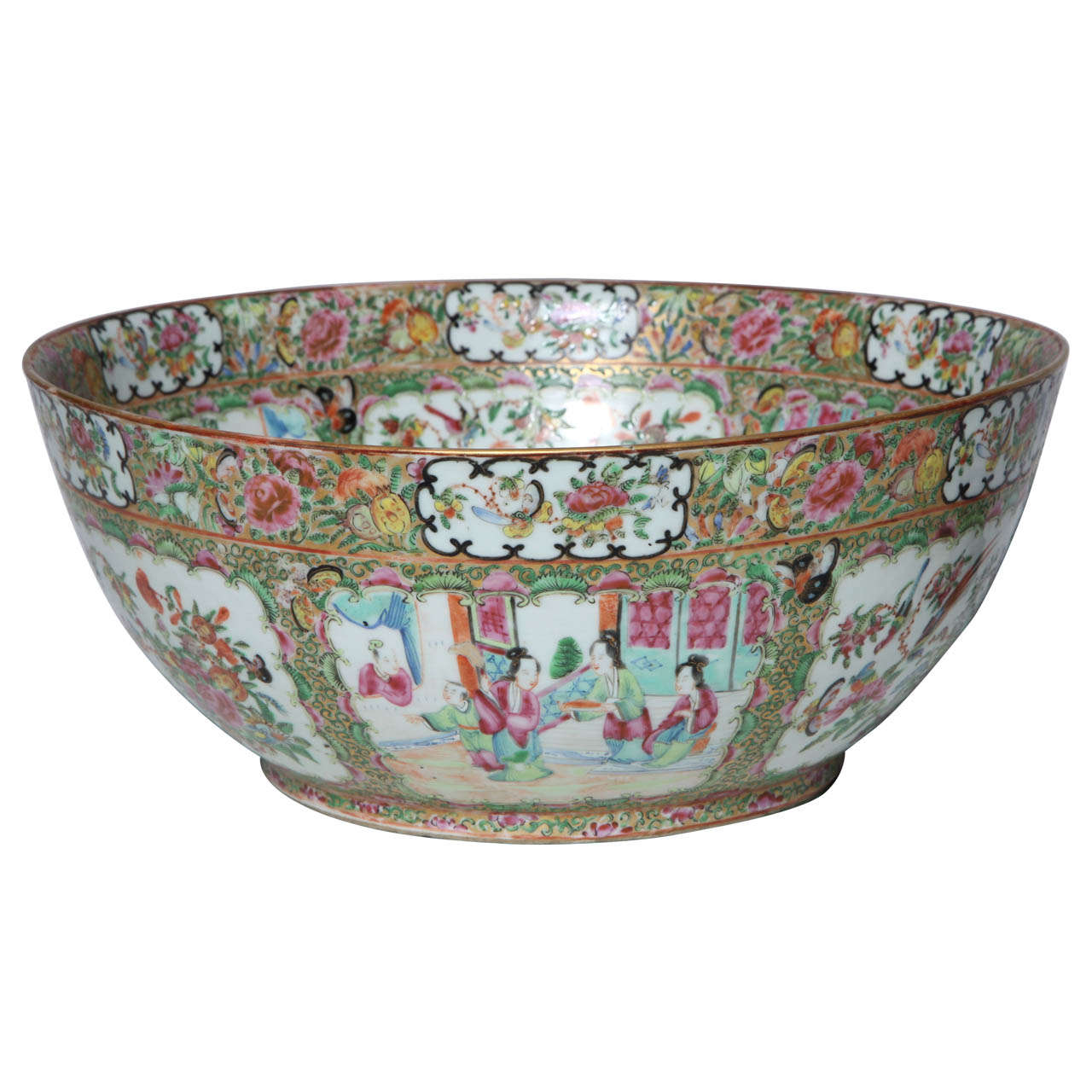 Massive 19th Century Chinese Export Porcelain 'Canton Famille Rose' Punchbowl