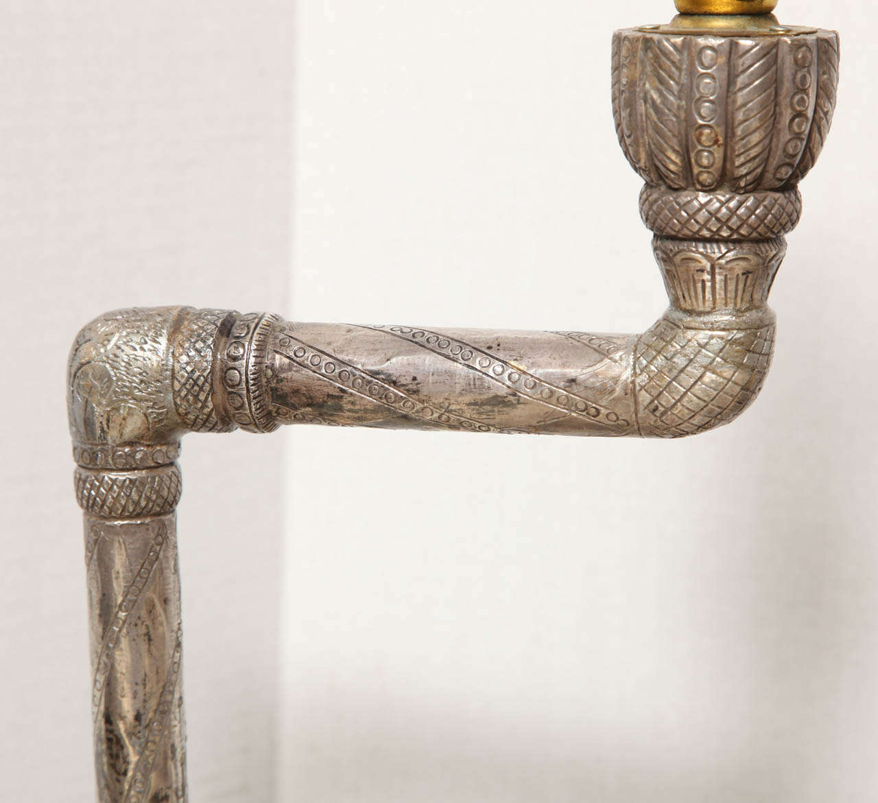 20th Century Pair Indian Silver Clad Elephant Shaped Table Lamps