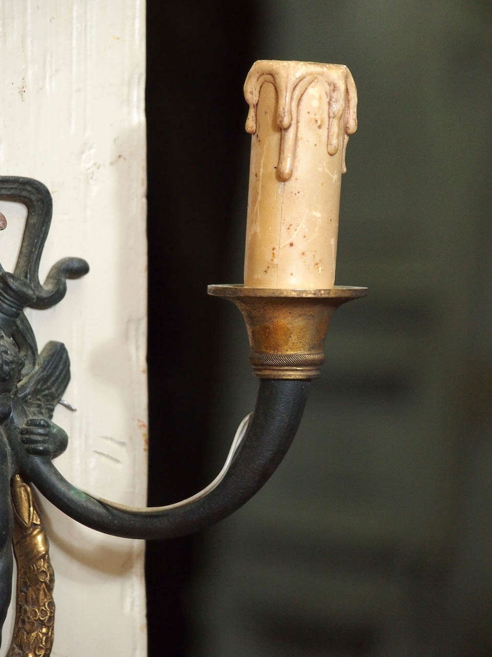 19th Century Pair of French Bronze Figural Sconces