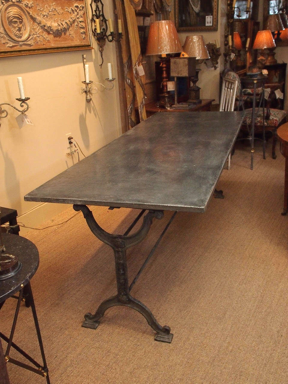 Country French Table with a Zinc Top