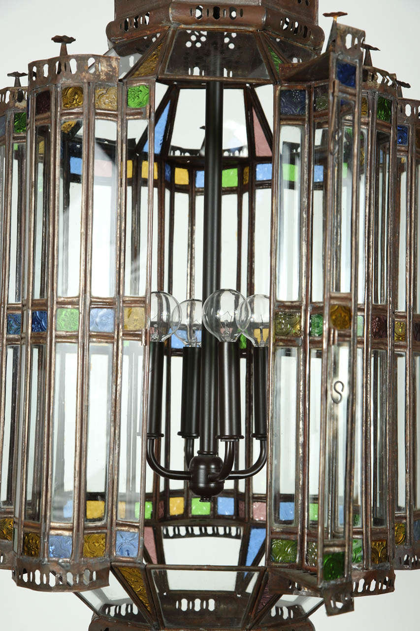 20th Century Large Moroccan Glass Pendant Chandelier,