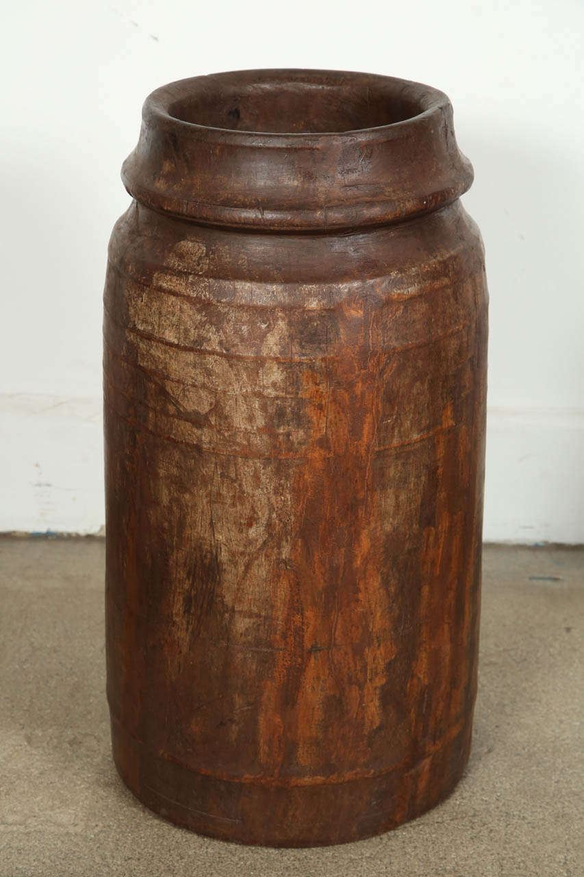 Tribal Set of Large 4 Wooden Rice Grinders From India