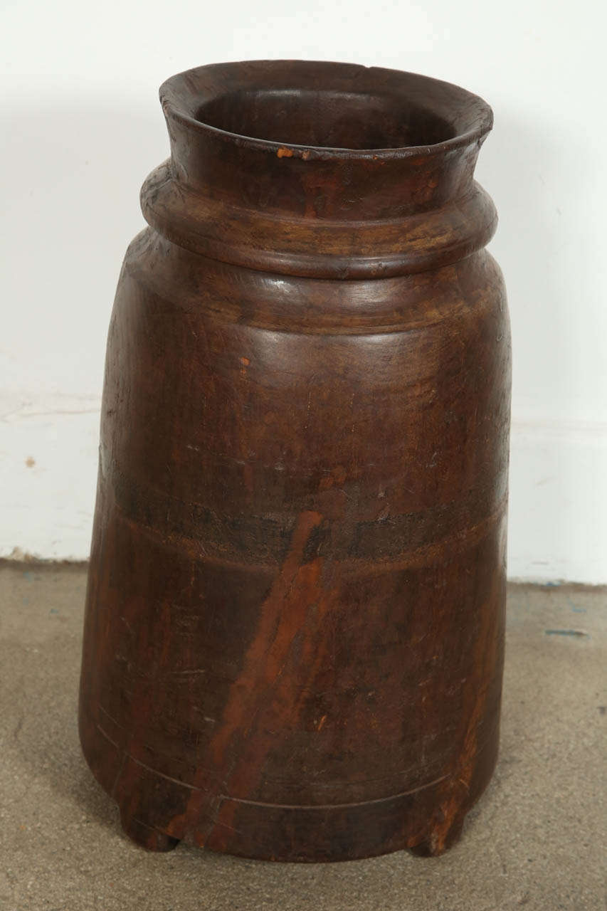 Set of Large 4 Wooden Rice Grinders From India 1