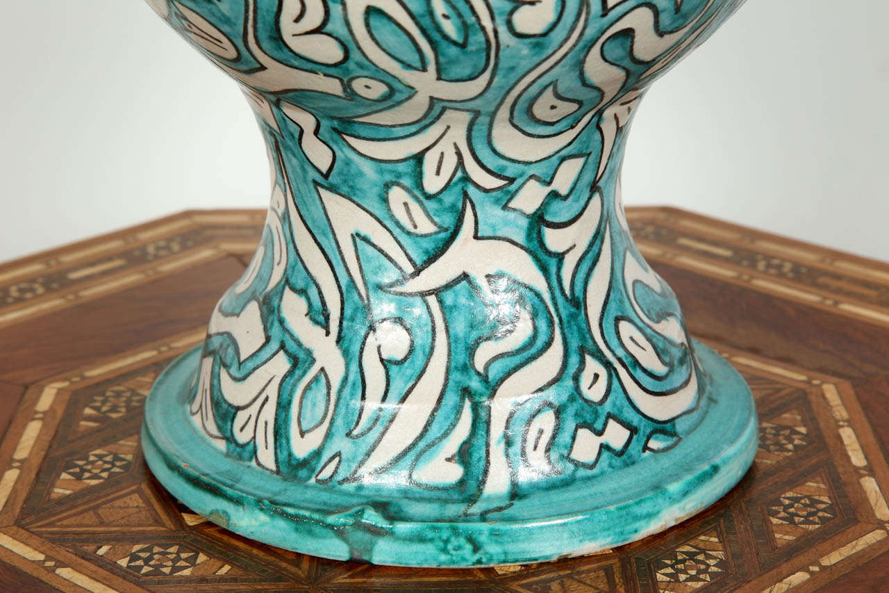 20th Century Large Handcrafted Moroccan Ceramic Vase From Fez