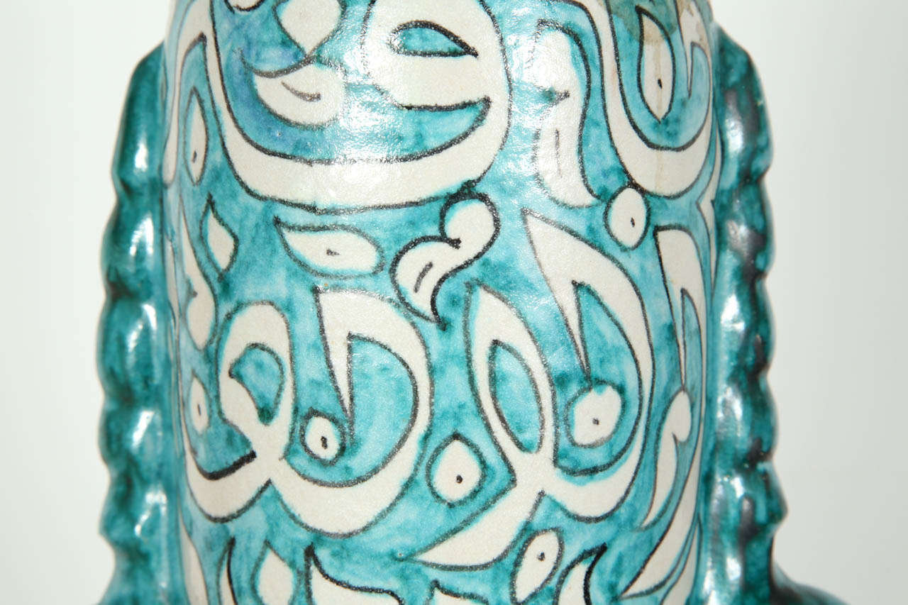 Large Handcrafted Moroccan Ceramic Vase From Fez In Excellent Condition In North Hollywood, CA