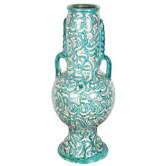Large Handcrafted Moroccan Ceramic Vase From Fez