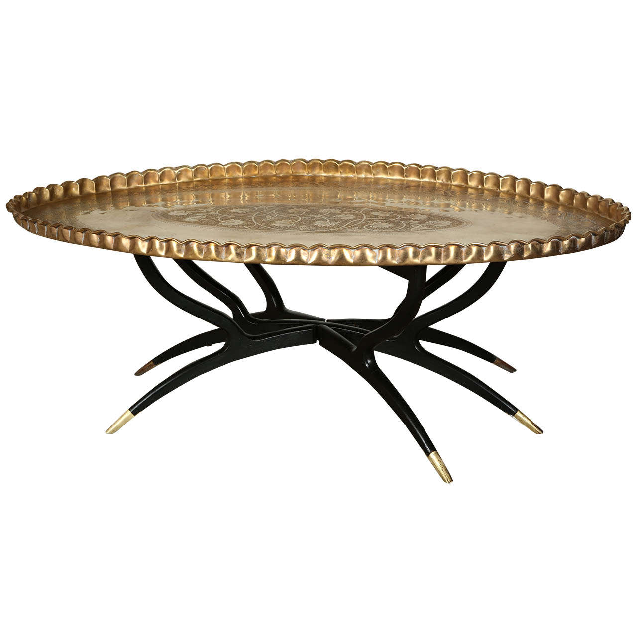 MidCentury Large Oval Brass Tray Table on SpiderLegs at 1stDibs