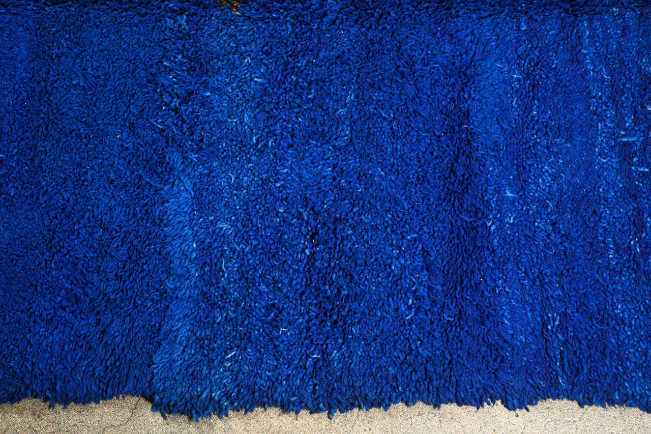 Blue Indigo Moroccan Shaggy Rug at 1stdibs