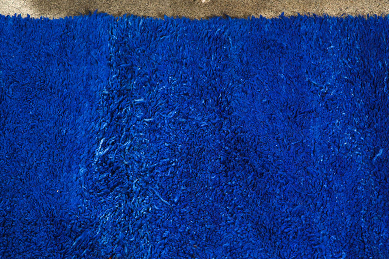 Blue Indigo Moroccan Shaggy Rug at 1stdibs