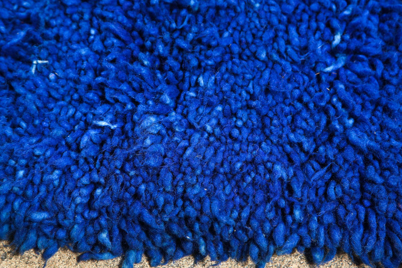 Blue Indigo Moroccan Shaggy Rug at 1stdibs