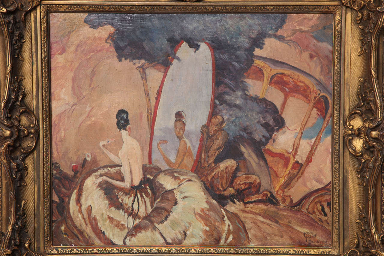 Français Jean-Gabriel Domergue « Eve Looking in the Mirror » (Eve Looking in the Mirror), vers 1920 en vente