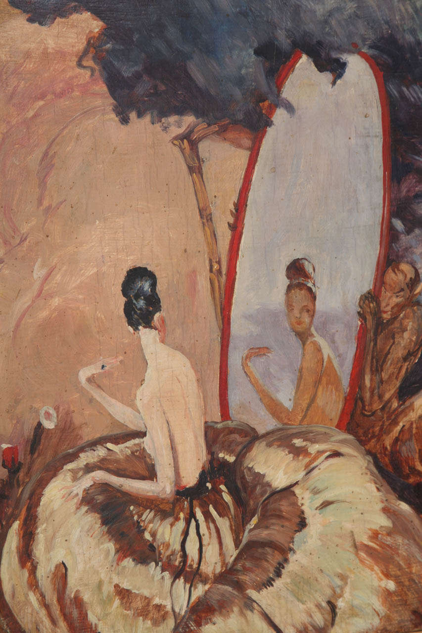 Jean-Gabriel Domergue « Eve Looking in the Mirror » (Eve Looking in the Mirror), vers 1920 Bon état - En vente à Bridgewater, CT