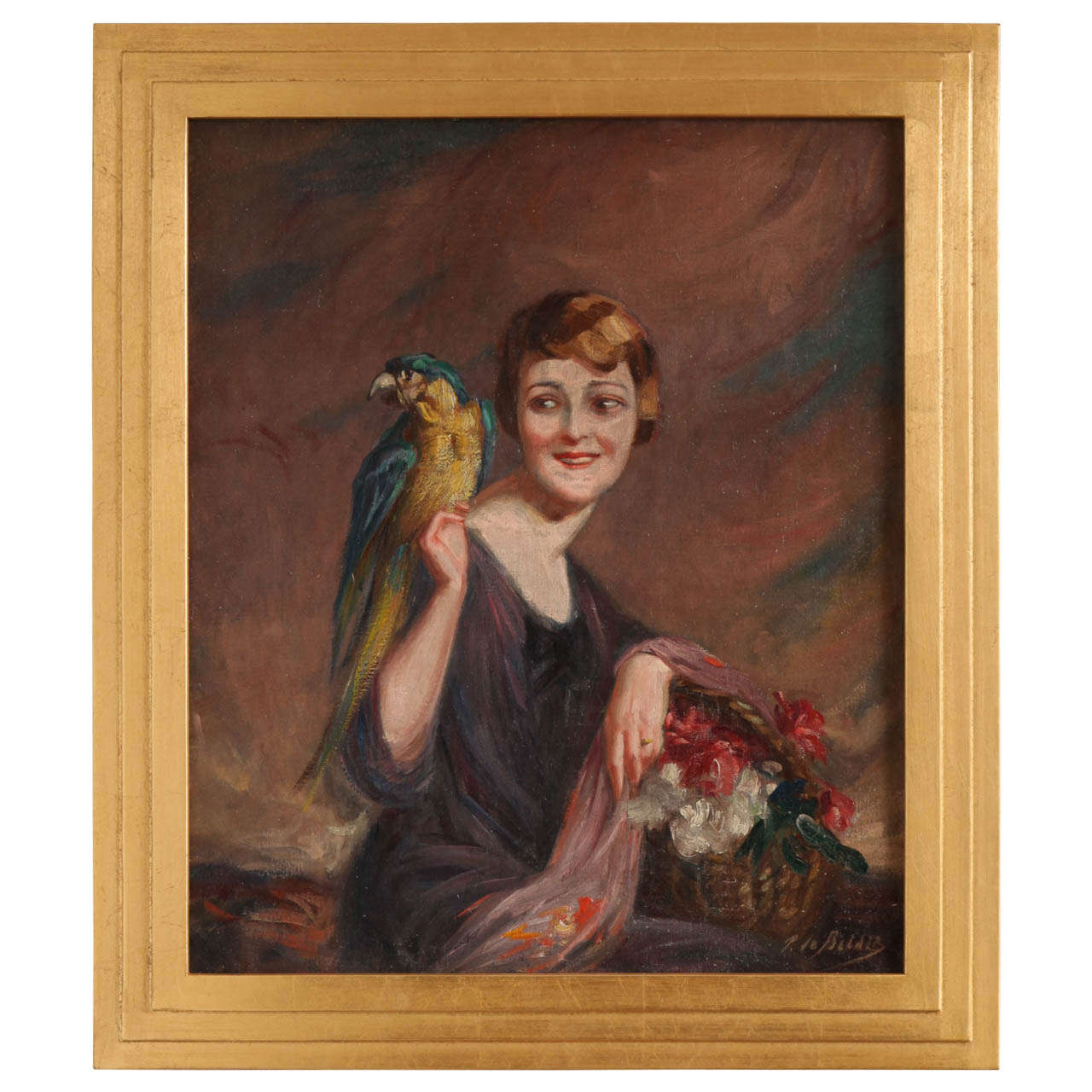 Art Deco Oil on Canvas by Pierre Mitiffiot De Bélair For Sale