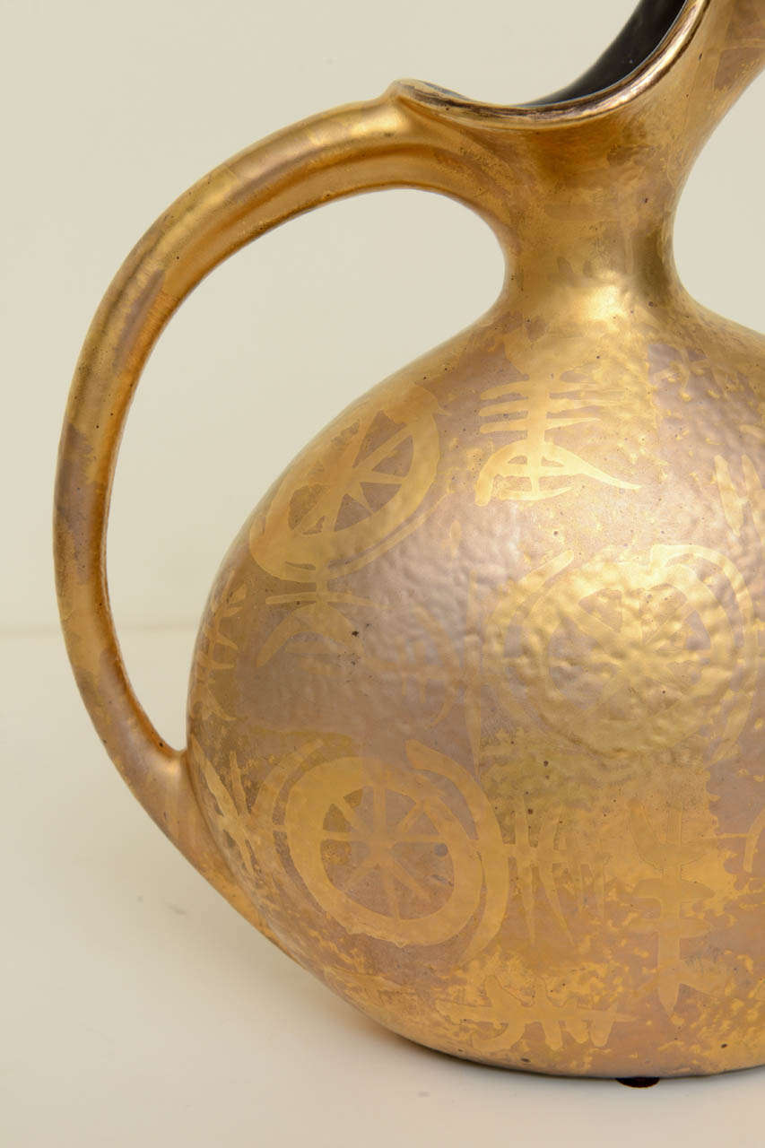 Mid-20th Century GIlded and Painted Ceramic Vessel/Pitcher SATURDAY SALE