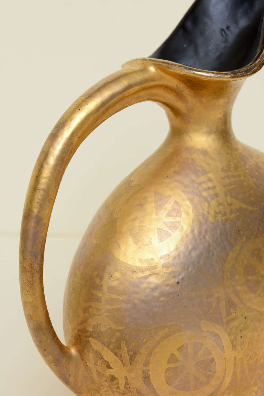 GIlded and Painted Ceramic Vessel/Pitcher SATURDAY SALE 1