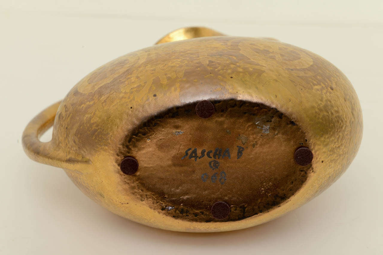 GIlded and Painted Ceramic Vessel/Pitcher SATURDAY SALE 2