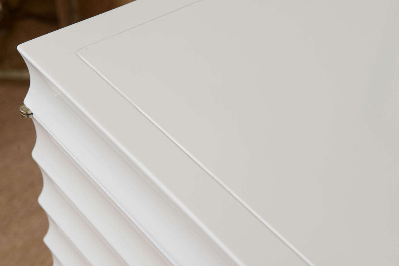 White Lacquered Fluted Cabinet//Buffet/Dresser SATURDAY SALE 1