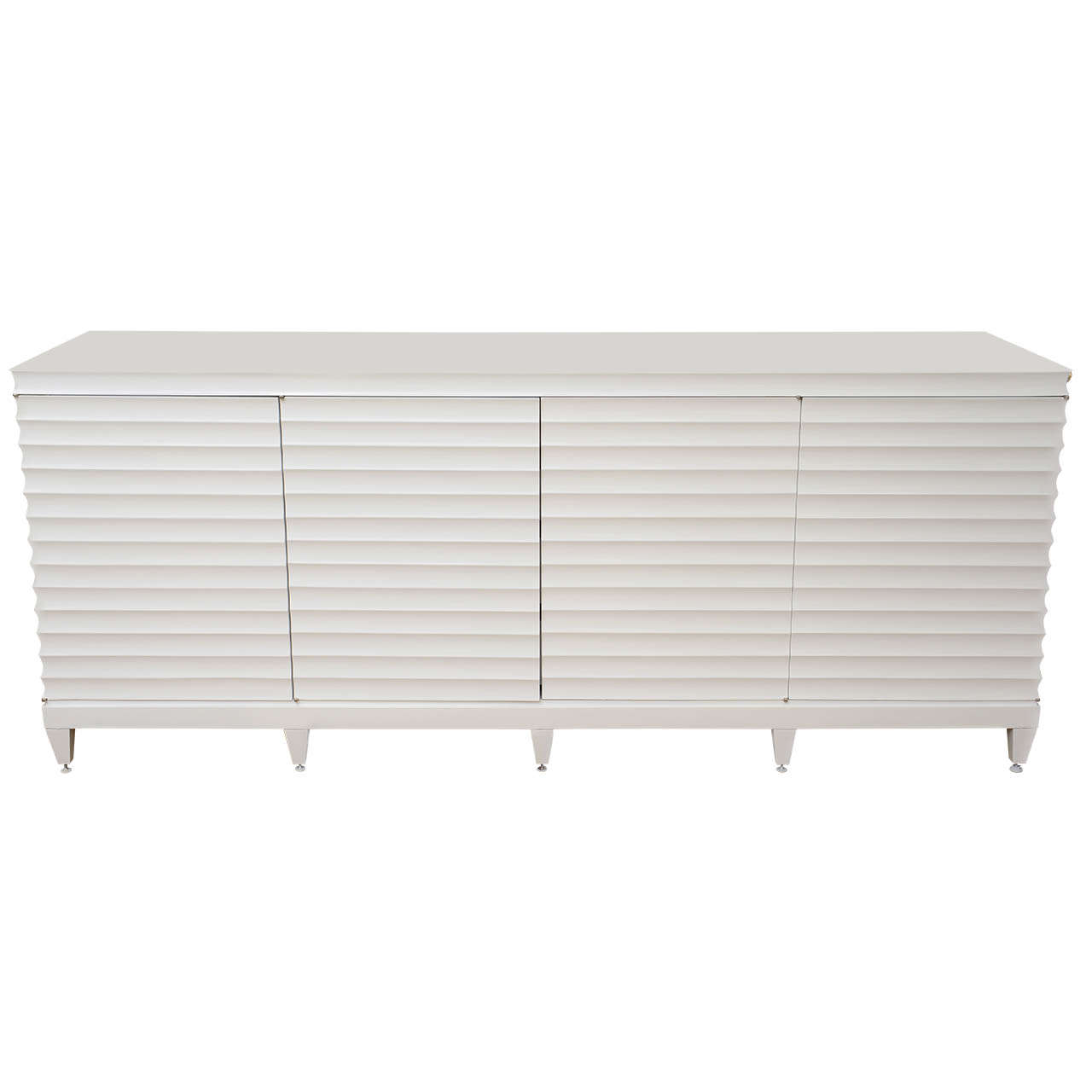 White Lacquered Fluted Cabinet//Buffet/Dresser SATURDAY SALE