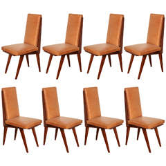 Retro Suite of Eight Modernist Dining Chairs