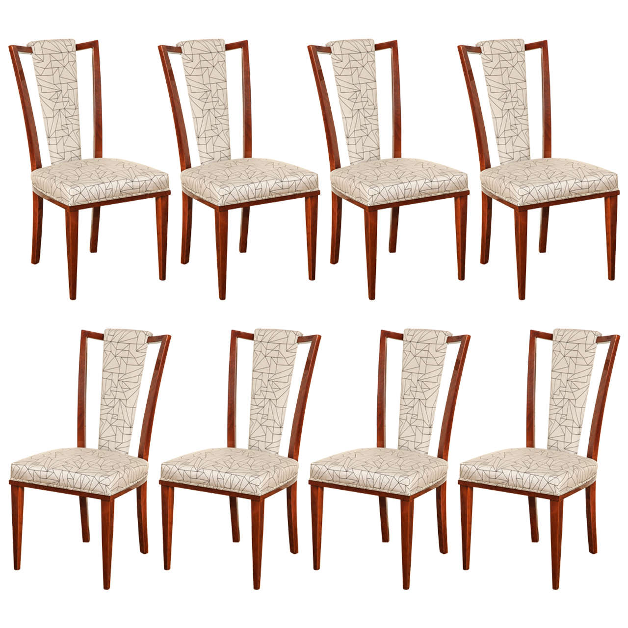 Elegant Suite of Eight Mid-Century Modern Dining Chairs For Sale at 1stdibs