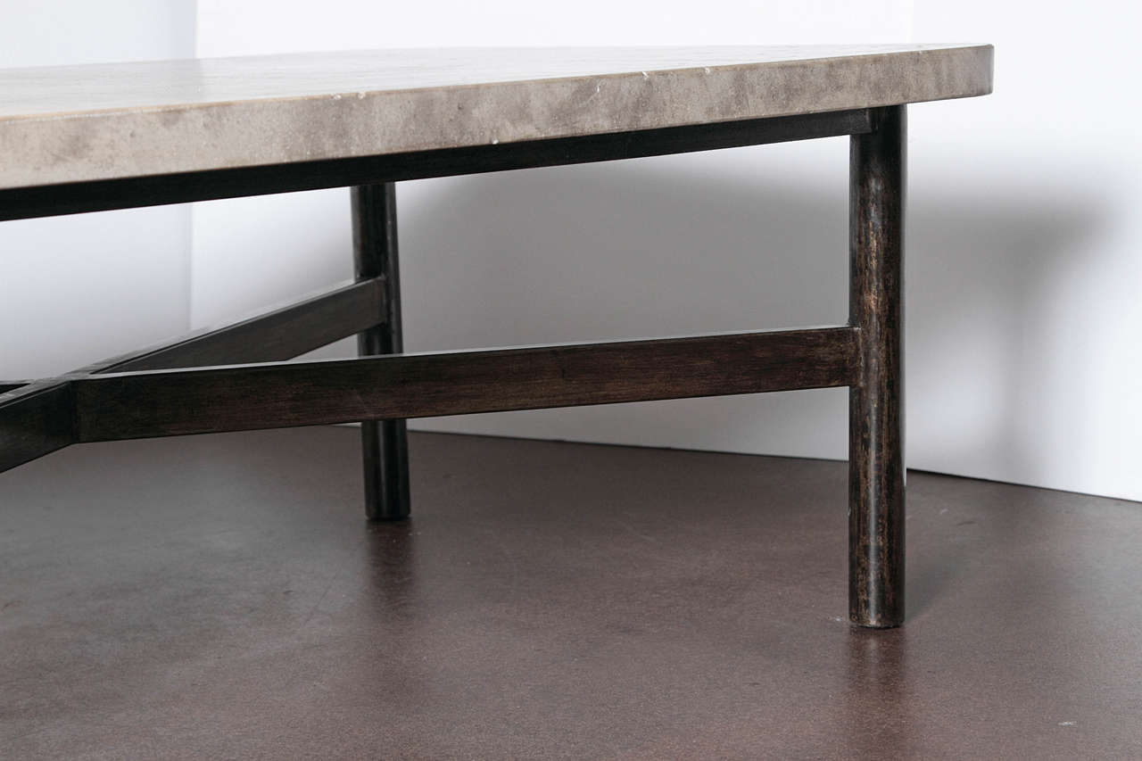 American Transitional Coffee Table with Limestone Top