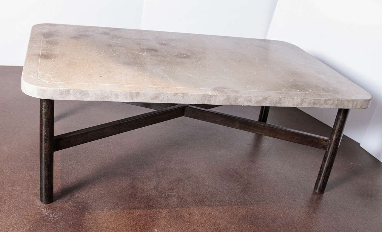 Contemporary Transitional Coffee Table with Limestone Top