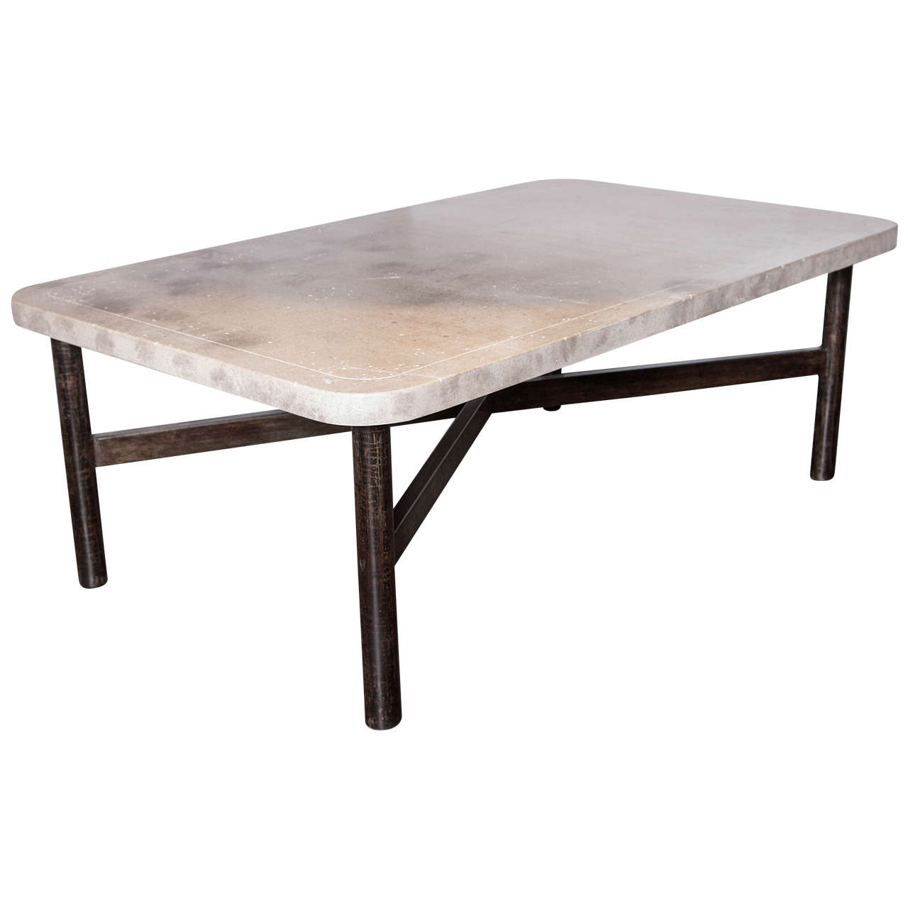 Transitional Coffee Table with Limestone Top