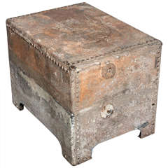 English Galvanized Stool Storage Bin as Pedestal or Side Table, circa 1950s