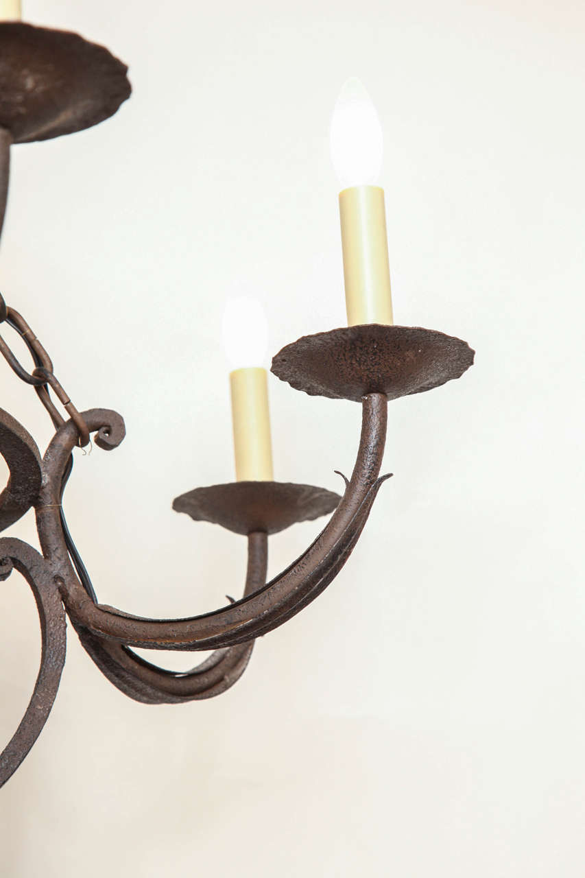 An English 8 Light Forged Iron Chandelier 5