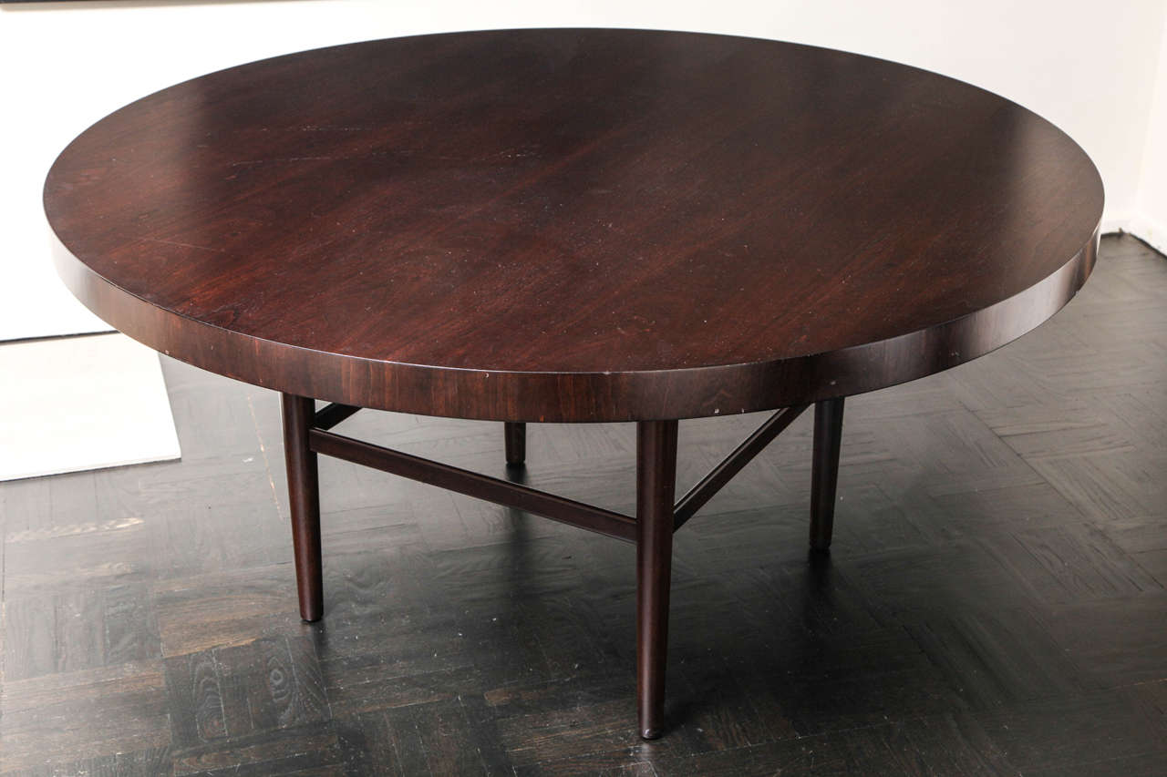 Mid-Century Modern Modernist Mahogany Round Dining Table