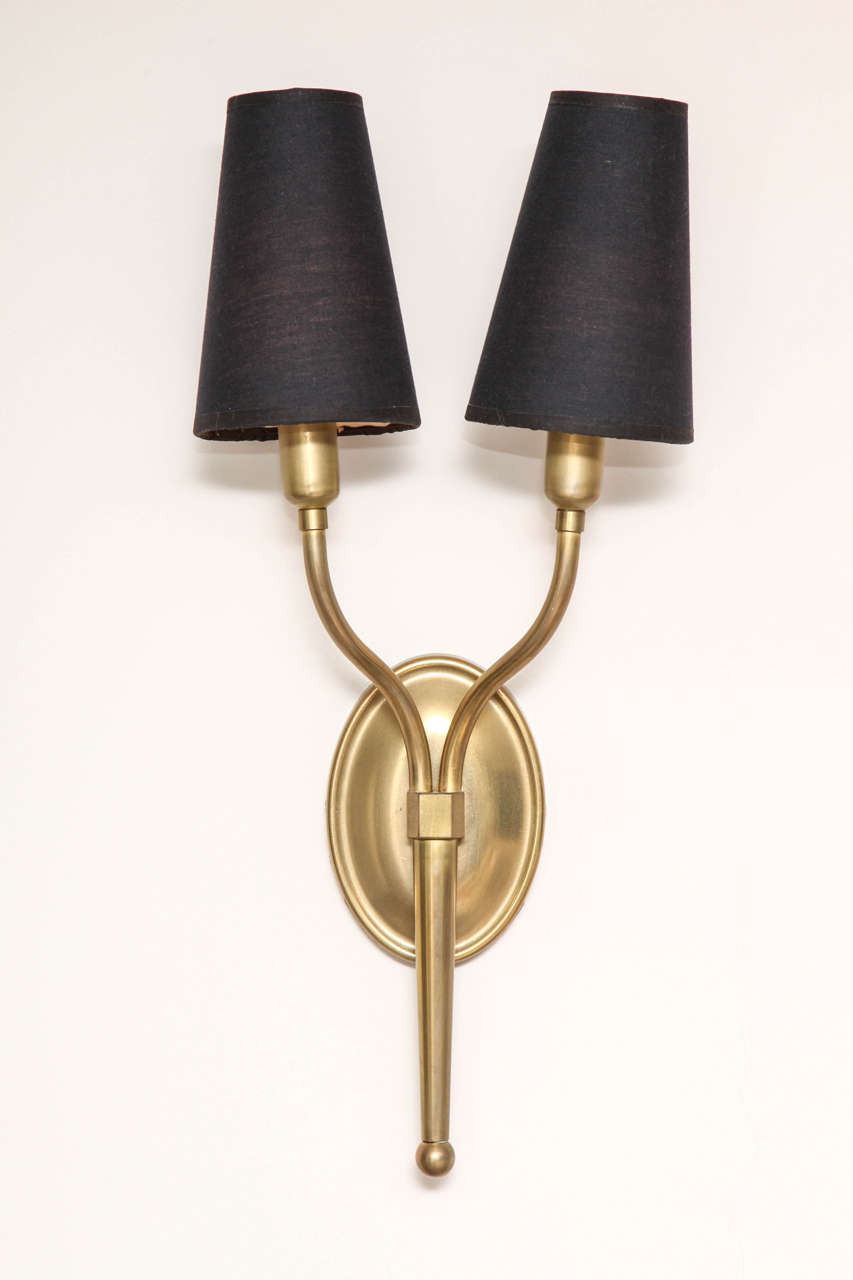 American Pair of Brass Wall Lights