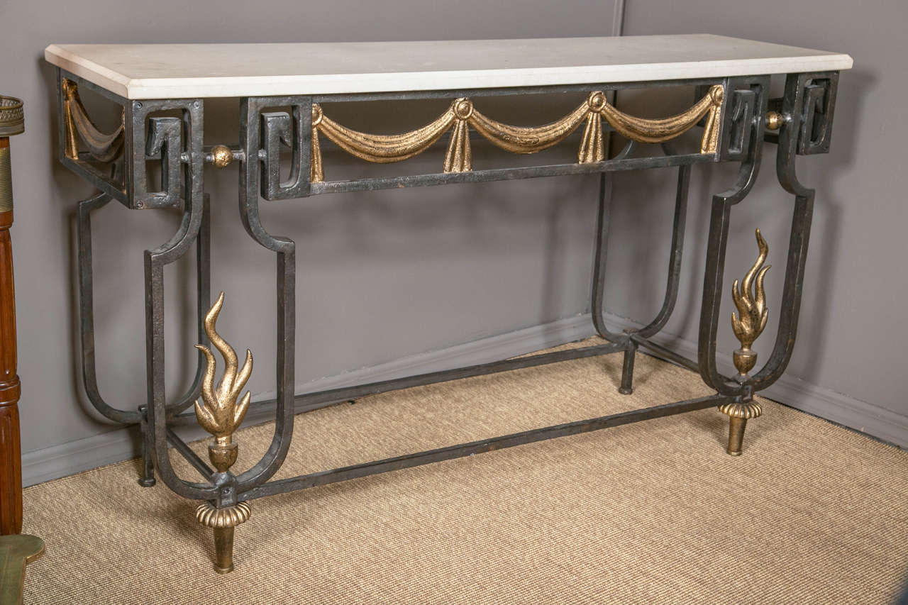 French Iron and Gilt Console Table