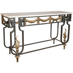French Iron and Gilt Console Table