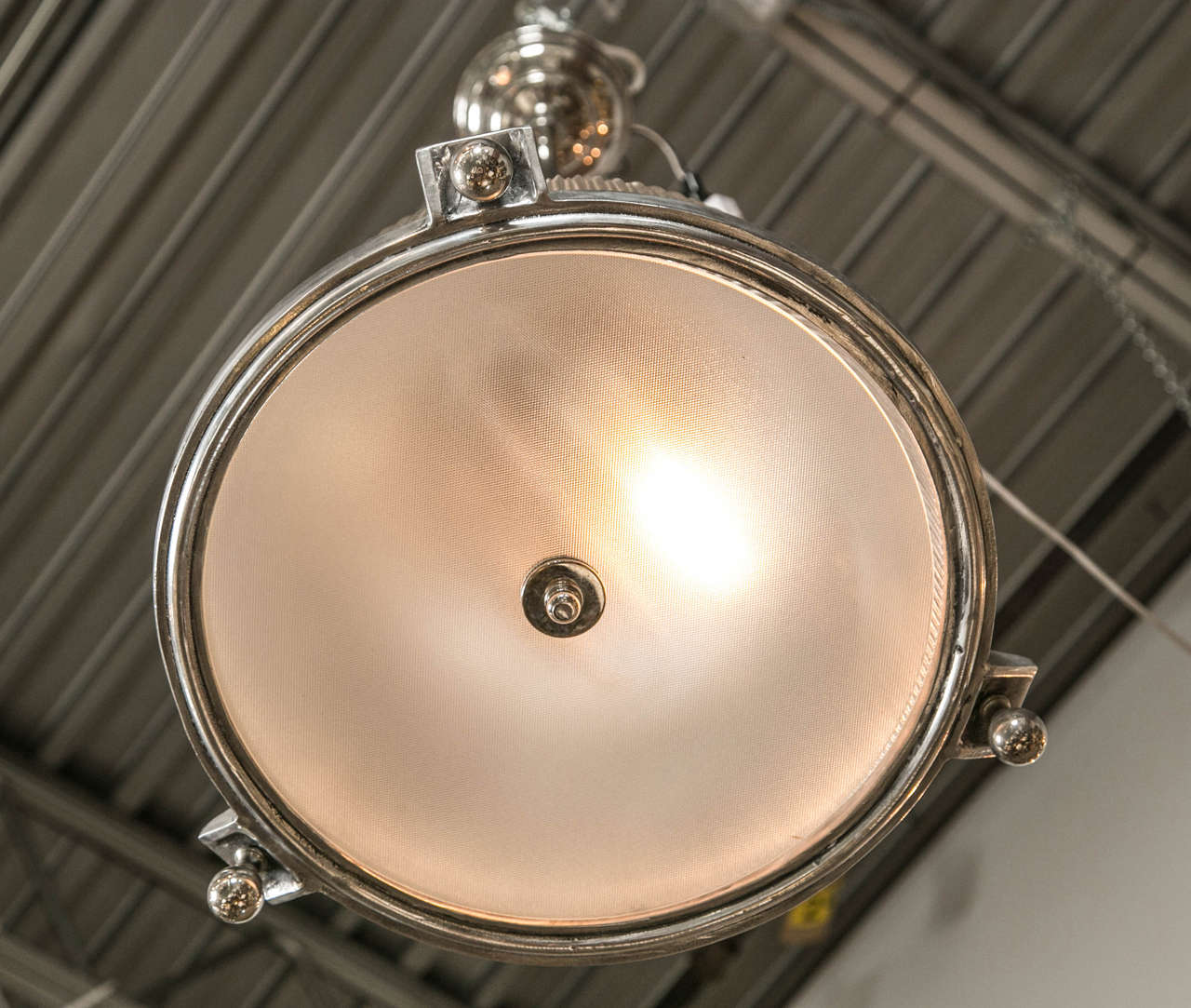 Pair of Holophane Industrial Pendant Fixtures at 1stDibs