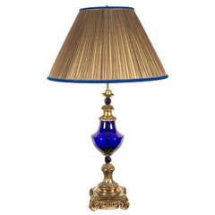 Lamp, sapphire blue cristal and gilt bronze mountings