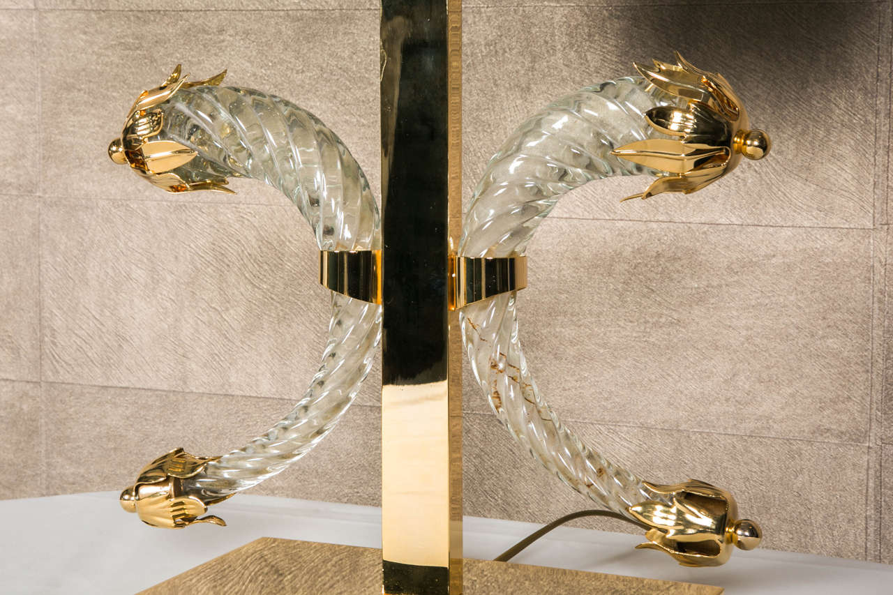 Brass Pair Of 1970 Italian Lamps