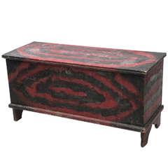 Vintage Red and Black Painted Trunk / Blanket Chest