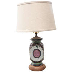 Small Ceramic Accent Lamp on Wood Base
