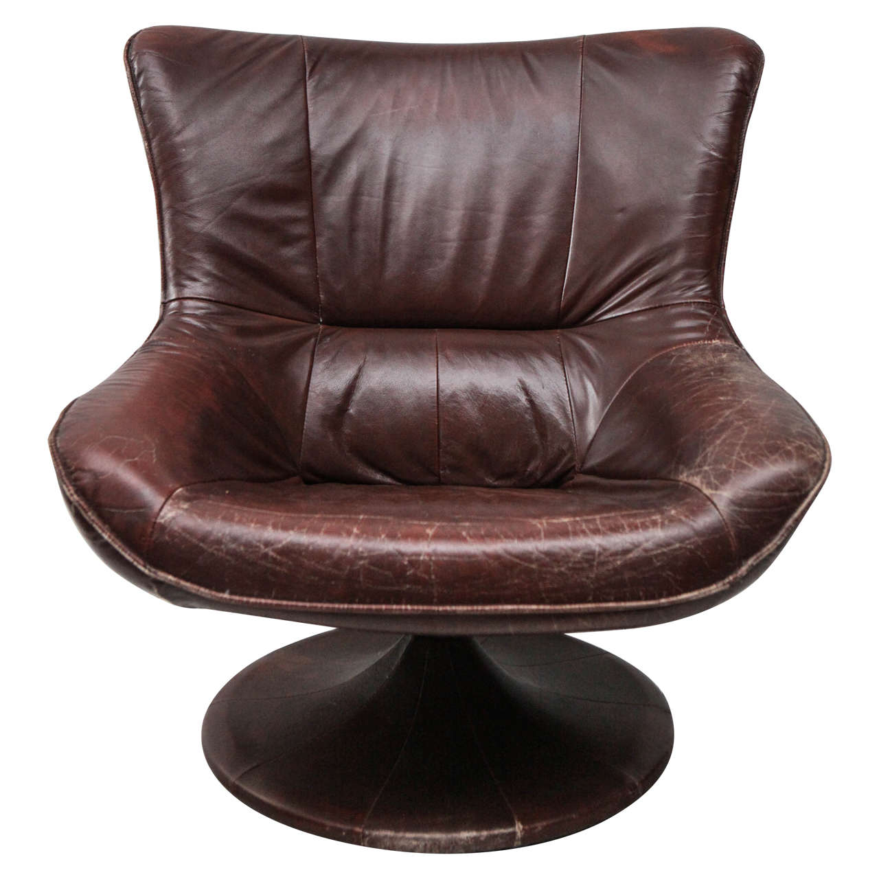 Leather Gerard Van Den Berg Style Swivel Chair
