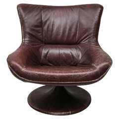Leather Gerard Van Den Berg Style Swivel Chair