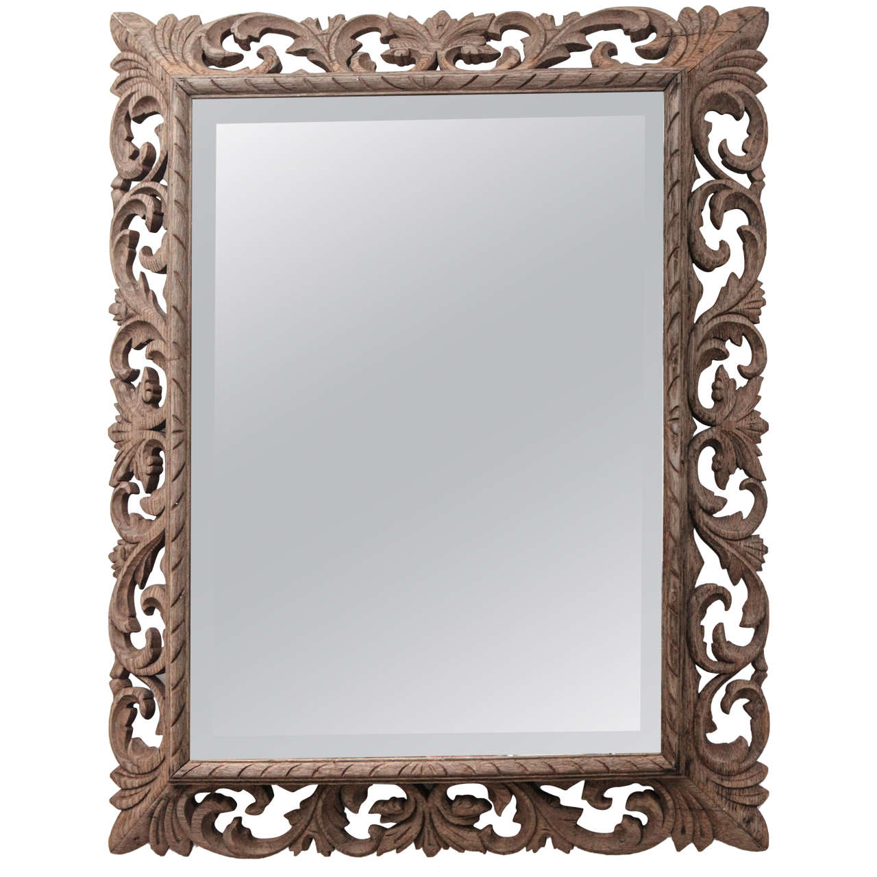 Late 19th Century French Carved Wood Mirror | Large