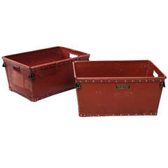Vintage Industrial Red Storage Bins by Trafitol (Four Available)
