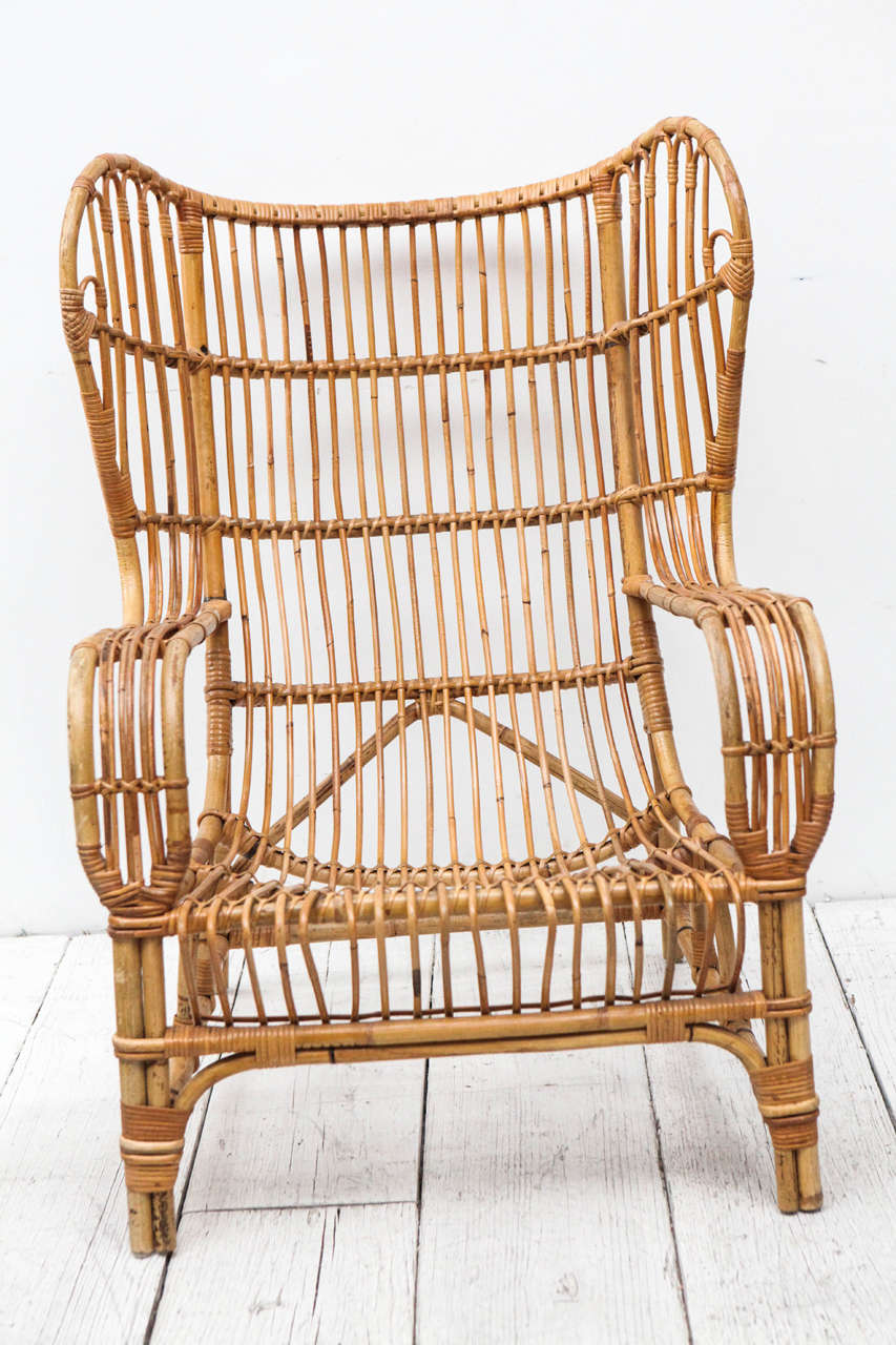 Wicker and rattan lounge chair purchased in France.