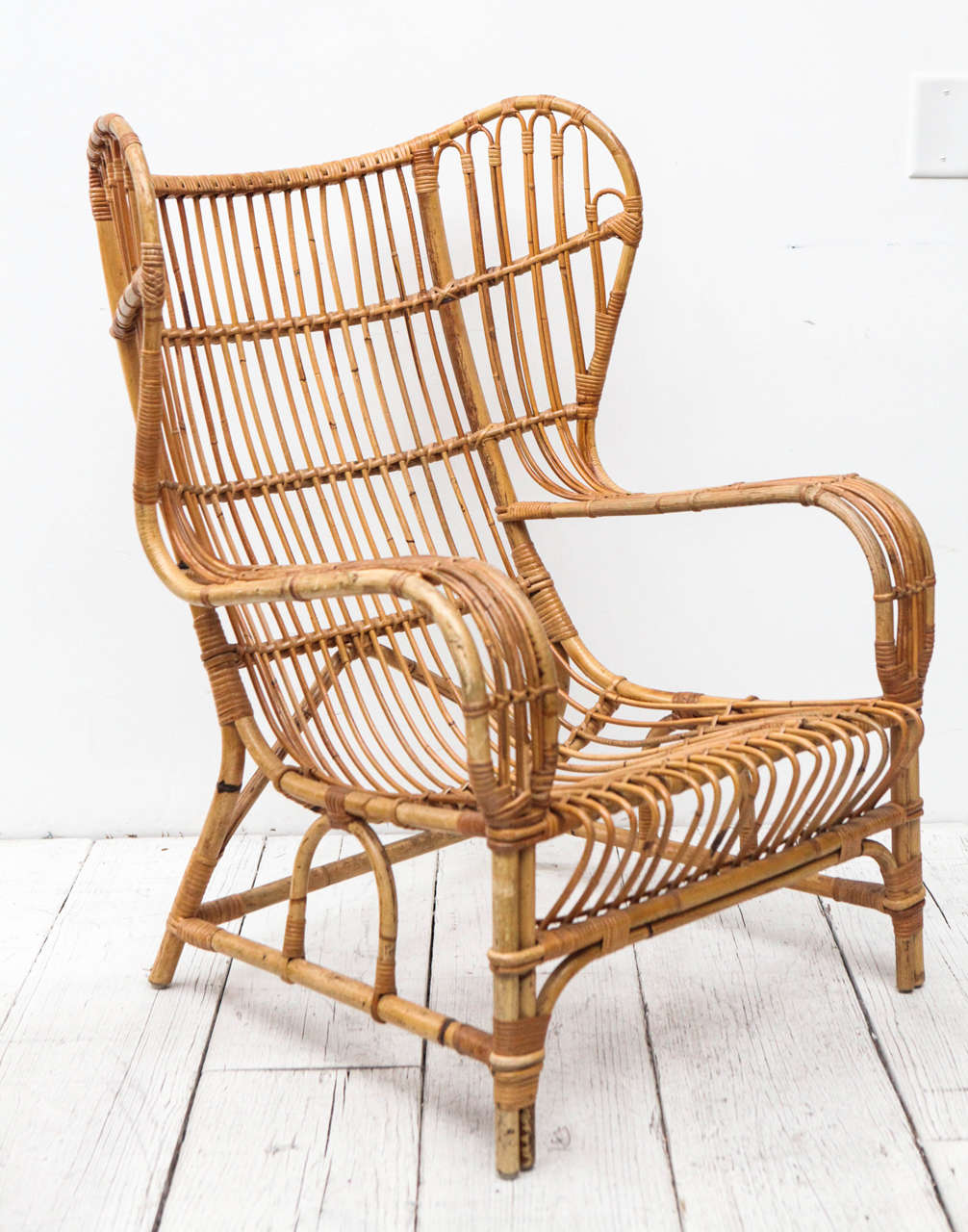 vintage cane wingback chair