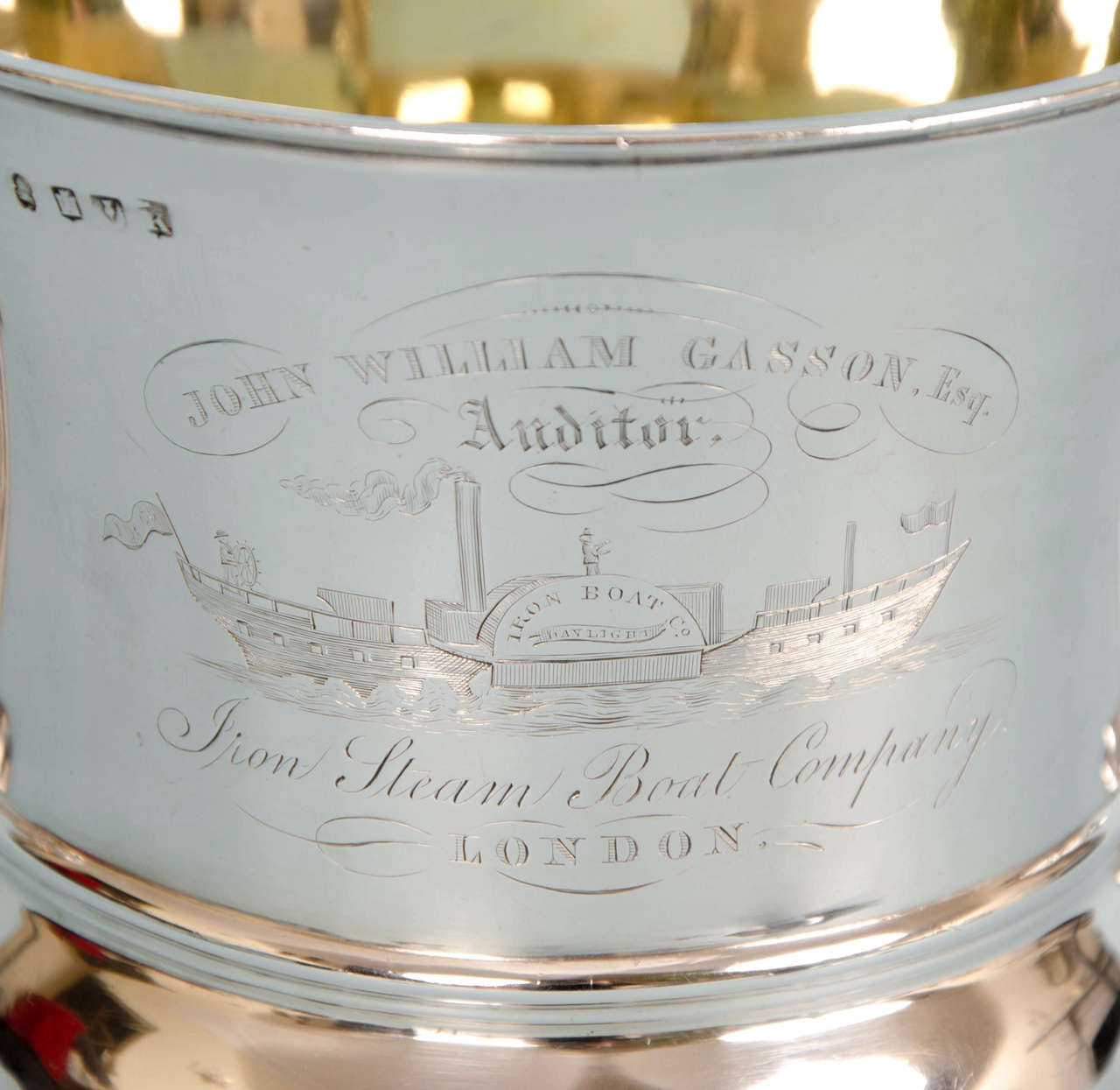 George III Iron Steam Boat Company Sterling Silver Presentation Cup For Sale